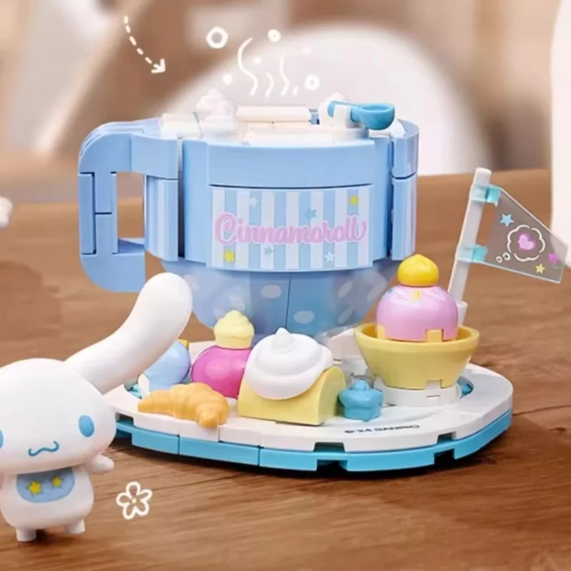 Originálny blok budovy v stavebníctve Sanrio Kuromi Gourmet Party Cartoon Series Model Model dekorácie detské darčeky dievčenské hračky