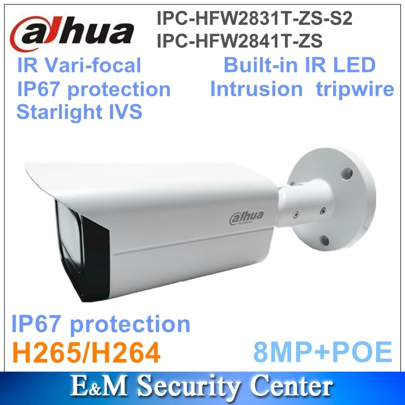 Originálny Dahua IPC-HFW2831T-ZS-S2 a IPC-HFW2841T-ZS 8MP SCREVILLANCE SCREVILLANCE CCTV IP IR IR VARI-FOCAL BULLET Sieťová kamera