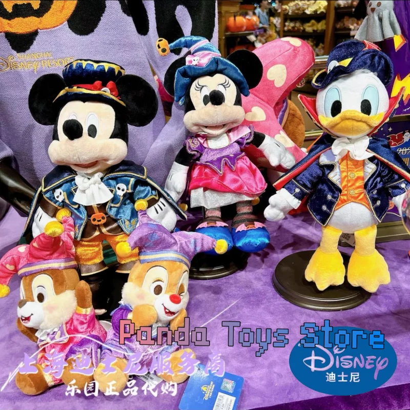 Originálny Disney 2023 Halloween Mickey Minnie Plys Doll Doll Kawaii Chip 'N' Dale Plush Keychain Throw Decorta Decorra Vianočný darček