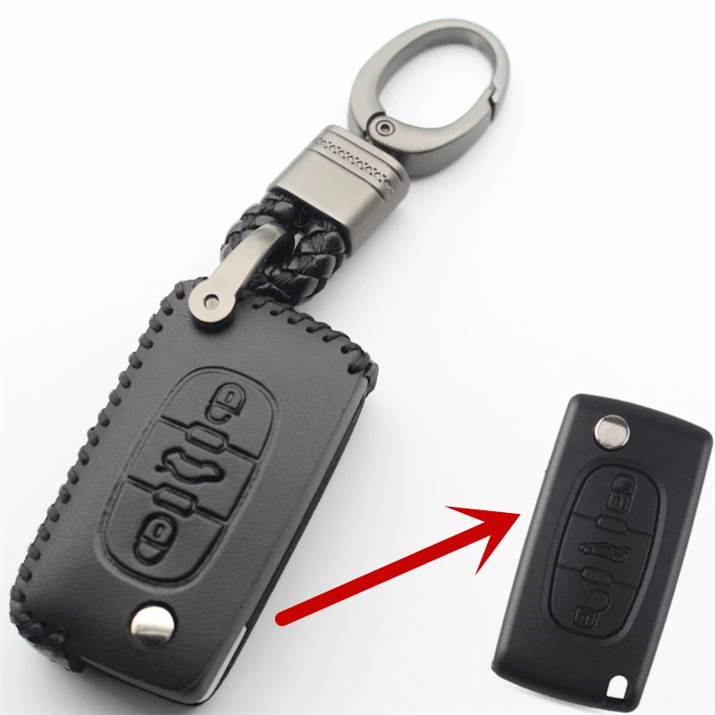 Originálny kožený flip diaľkový kryt kľúča pre Peugeot 307 308 pre Citroen C2 C3 C4 C5
