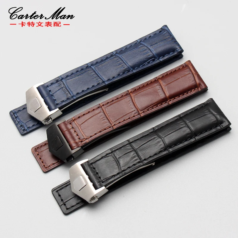 Originálny kožený náramok 19 mm 20 mm 22 m pre značku Heuer WatchBand Men Men Wristwatches Band Accessories