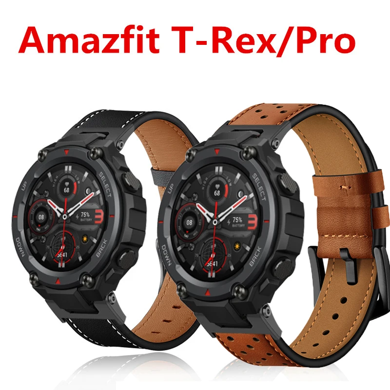 Originálny kožený remienok pre Huami AmazFit T-Rex 2 Smart WatchBand Bracelet pre Xiaomi AmazFit T-Rex/T Rex Pro 2 Correa
