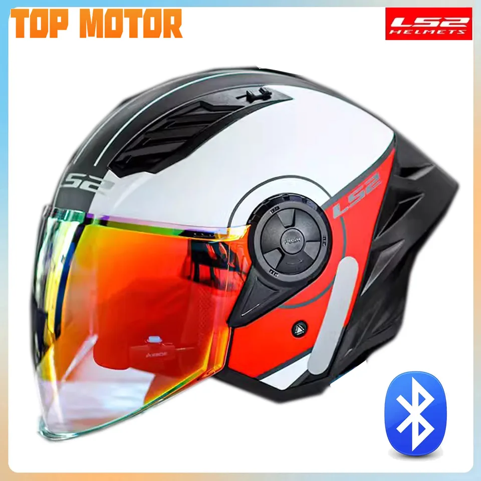 Originálny LS2 OF616 Motocyklová prilba farebná šošovka Vstavaná v Bluetooth Mike Capacete LS2 Elektrické motoobike kaskos veľké chvostové krídlo