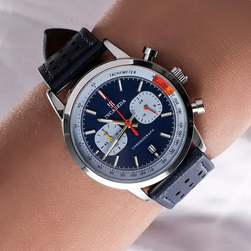 Originálny luxus inceda Brand Men's Chronograph 42 mm multifunkčný automatický dátum Luminous Quartz Darčekové hodinky