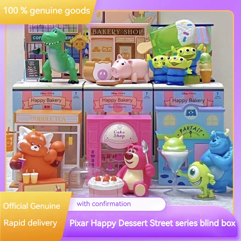 Originálny miniso Disney Pixar Happy Dessert Street Series Blind Box Ozdoby Strawberry Bear Alien Figure Darčeky pre deti