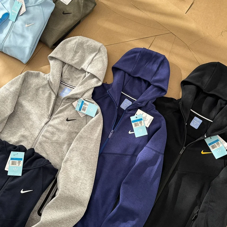 Originálny Nike NSW Tech Fleece čierna šedá šedá zipsová bunda mikina pánske športové neformálne pletené basketbalové pulóver