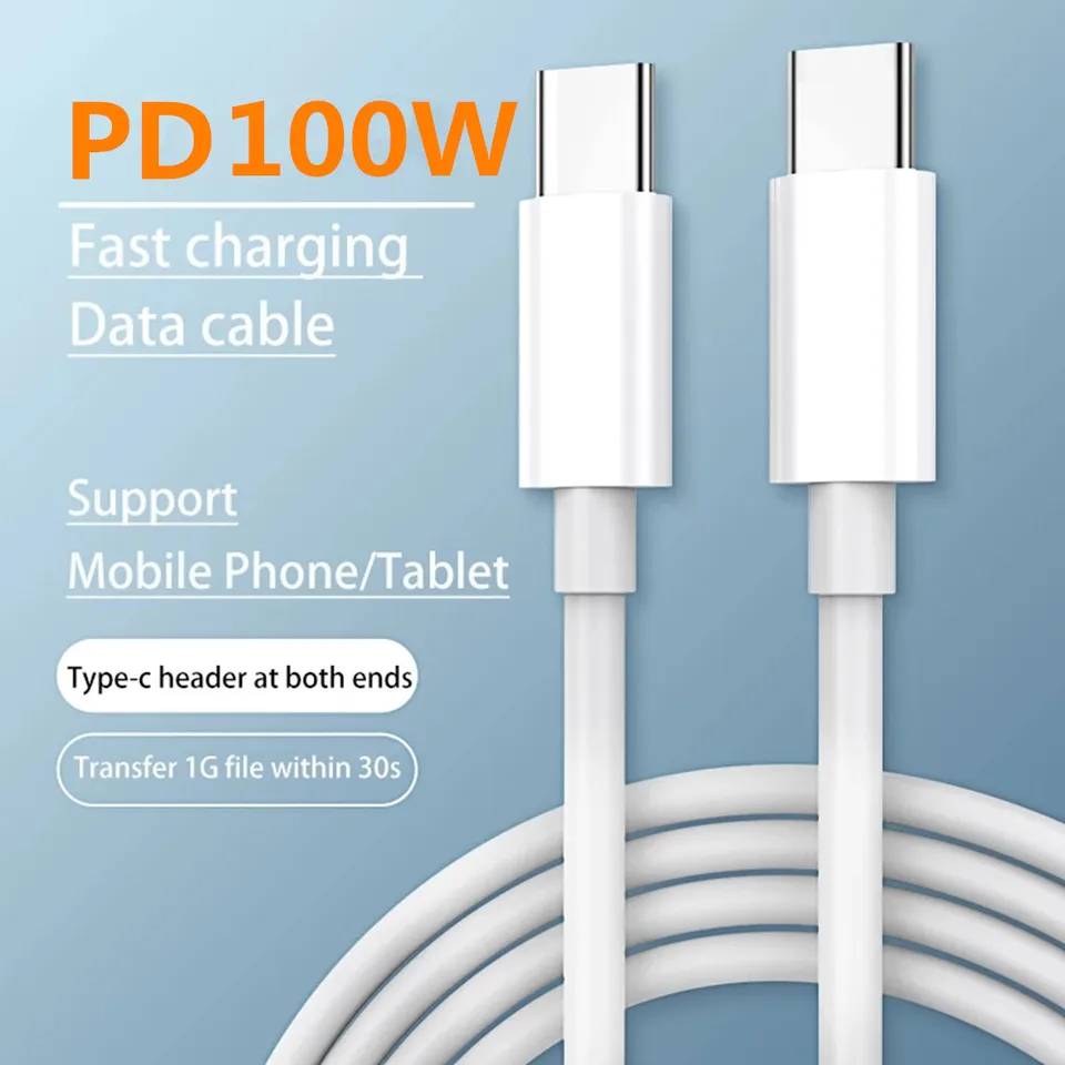 Originálny PD 100W 5A 4.0 USB C k káblu typu C Rýchle nabíjanie rýchleho adaptéra Mobilný telefón pre MacBook Air Pro iPad iPhone Xiaomi