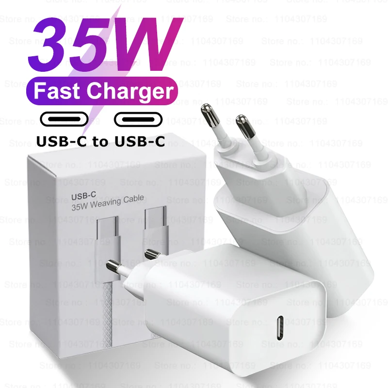 Originálny PD 35W USB-C Rýchla nabíjačka pre Apple iPhone 16 Pro Max 15 Plus Samsung Xiaomi USB C Typ CHELE CHLADOVÝ KABEL