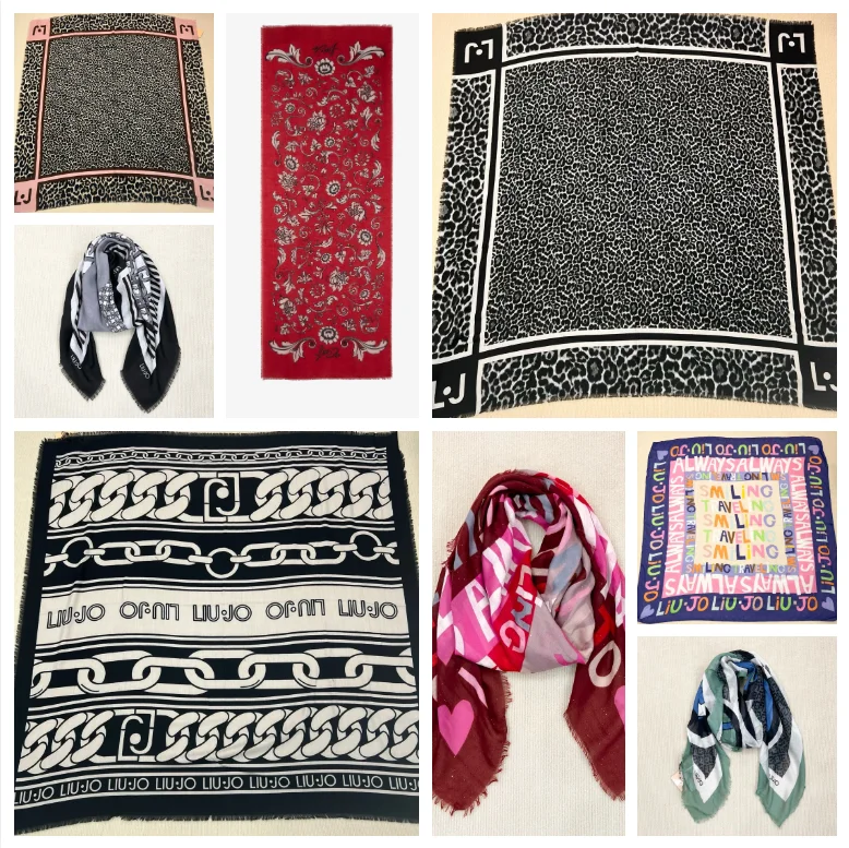 Originálny poriadok zahraničného obchodu, nový taliansky Liu Jo Scarf, tlačený šál, viac mäkkých a módnych teplých slnečných šálov