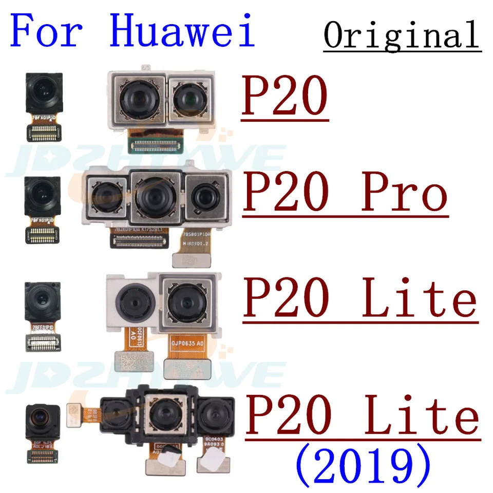 Originálny predný zadný zadný fotoaparát pre Huawei P20 Pro Lite 2018 2019 hlavný obrysový modul Flex Flex náhradné náhradné diely
