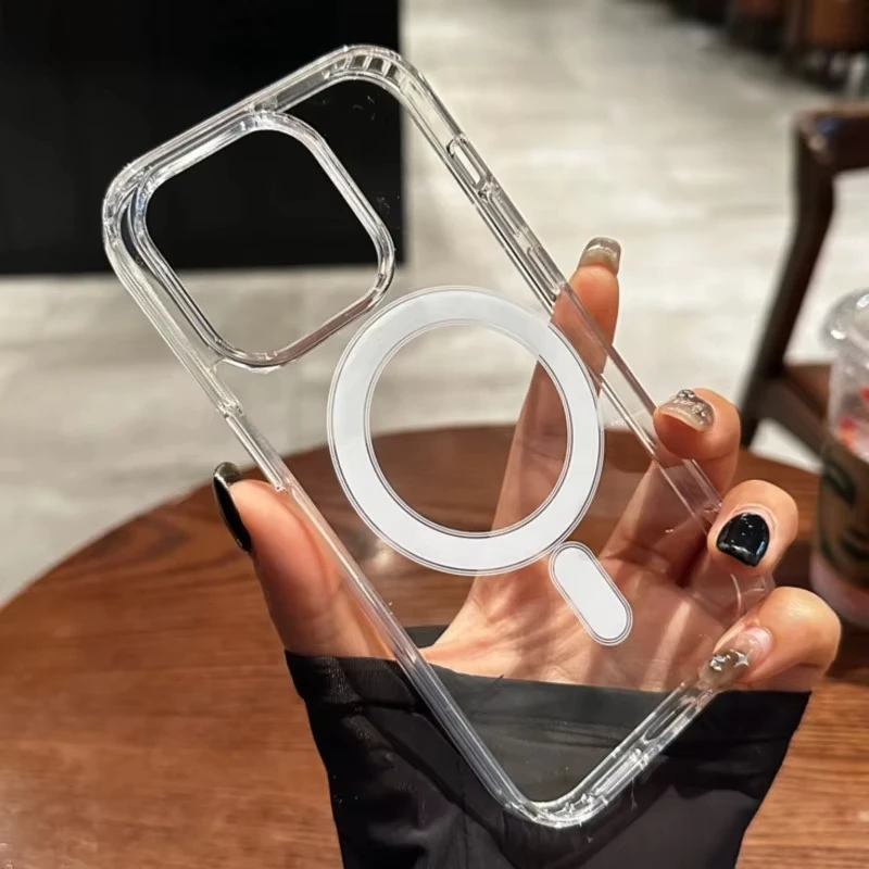 Originálny priehľadný pre magnetický obal na bezdrôtový náboj Magsafe pre iPhone 16 15 14 13 12 11 Pro XR xs Max 7 8 plus akrylový kryt