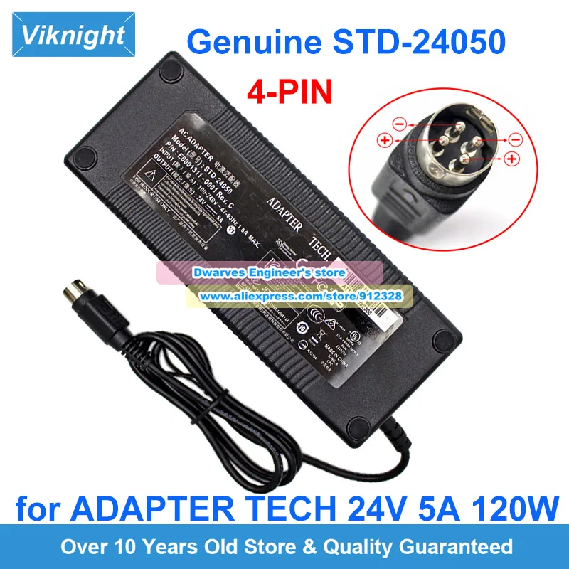 Originálny STD-24050 24V 5A AC adaptér 120W pre adaptér Tech TD-24050 (Reva/b) nabíjačka notebooku E0001311-0001 4PIN/3PIN/8PIN/5,5x2.5 mm