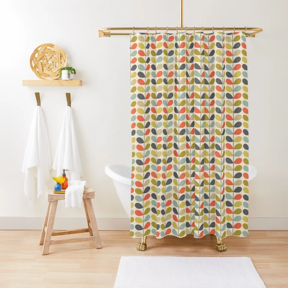 Orla Kiely Multi STEM Colorful, Kiely Pattern, Orla Kiely Floralshower Curtain Sprchova záves kúpeľne Zábavná sprchová záclona