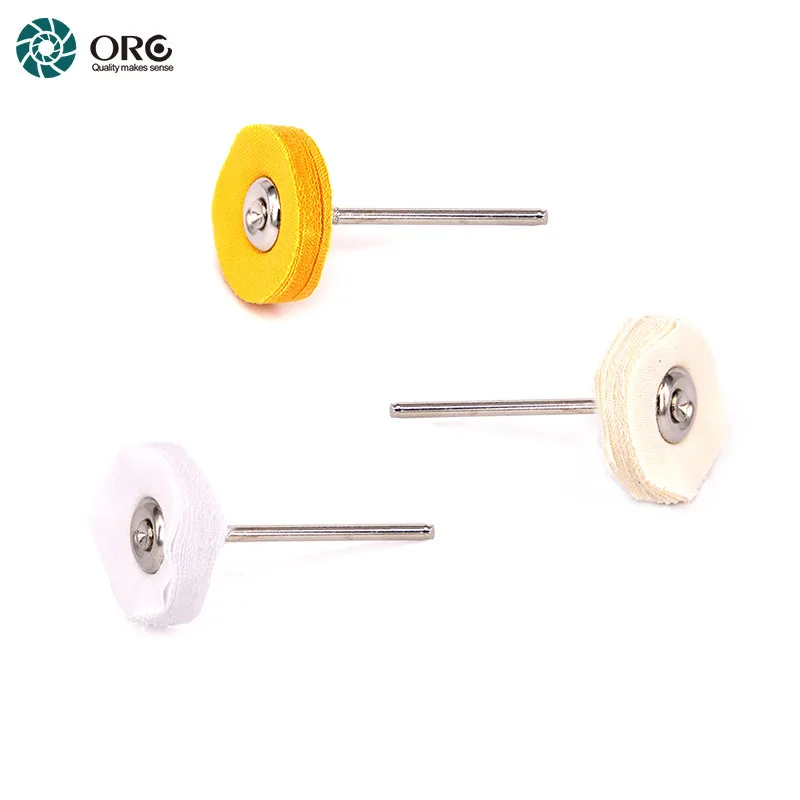 Oro Miniatúrne mušelín Buff Bieli/žlté/biele bavlnené koleso Mini rotačné leštiace koleso s namontovaným tŕňom