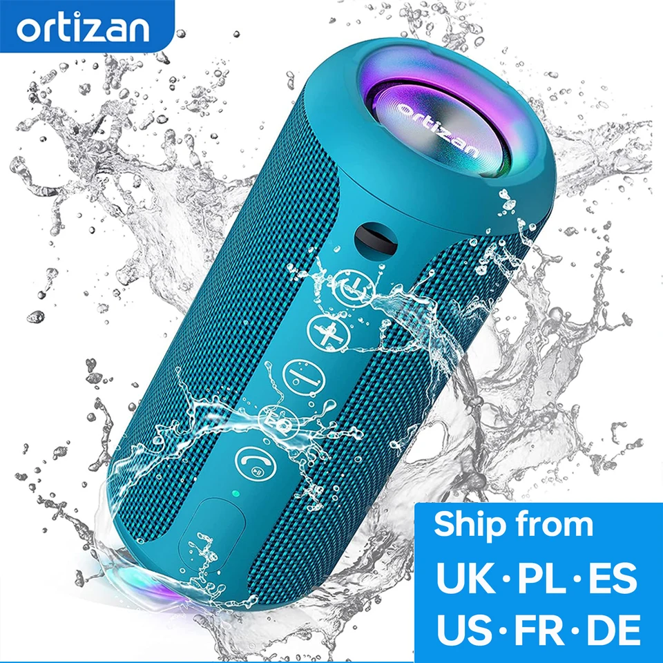 Ortizan X10B Prenosné reproduktory Bluetooth IPX7 Vodotesný výkonný zvukový box Bass Boost BT5.3 RGB Dual Pairing Tws Connectivity