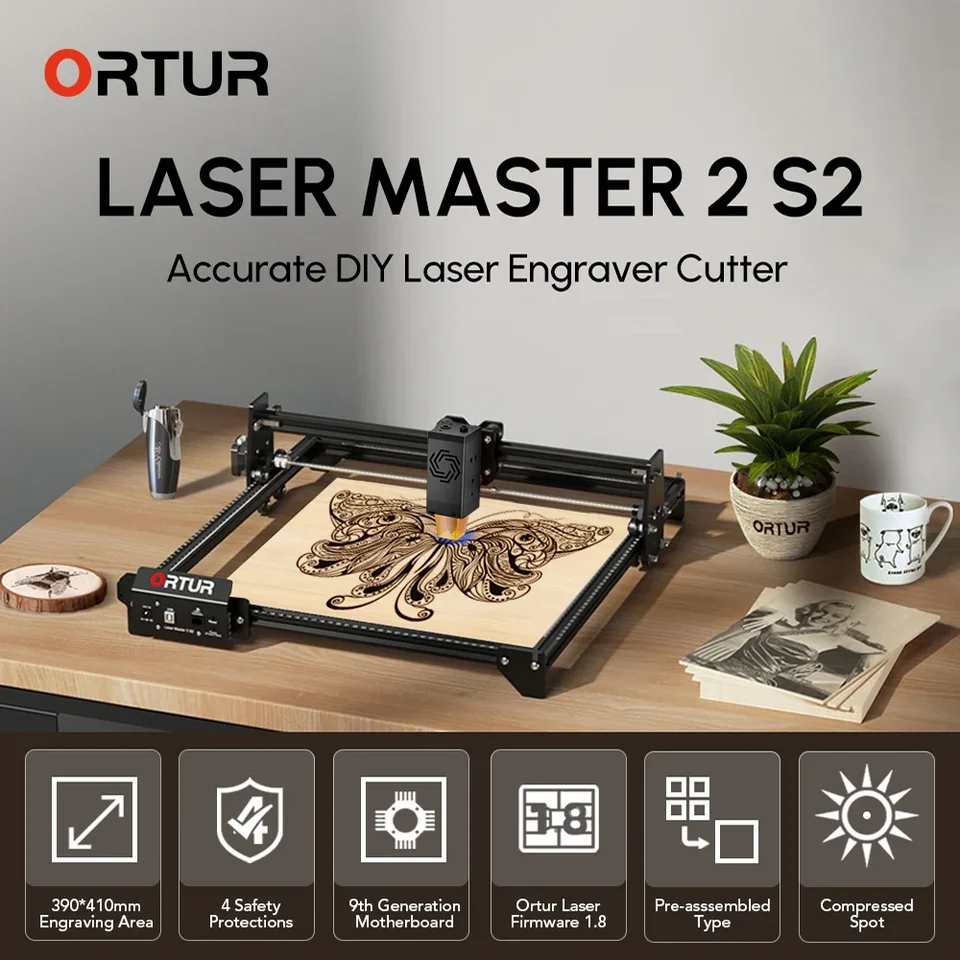Orturový laserový rytec CNC Cutter Wood Acrylovo kovový drevený spracovateľ Lázy gravírovanie strihací stroj s rotačným valec