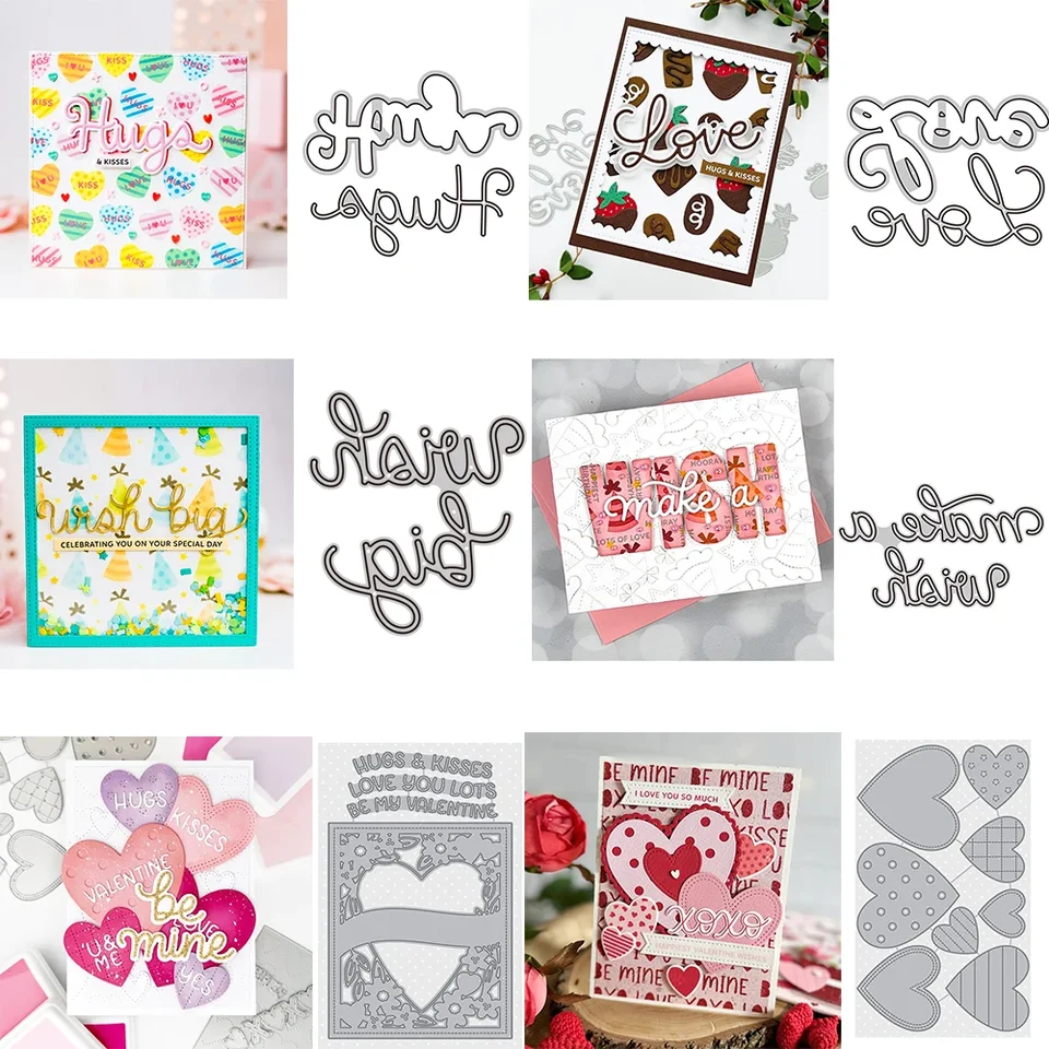 Oslavujte tieň/objatie tieň/láska Shadow Metal Cutting Dies Love Frame Frame Die Cut For DIY Scrapbooking Card Craft výroba