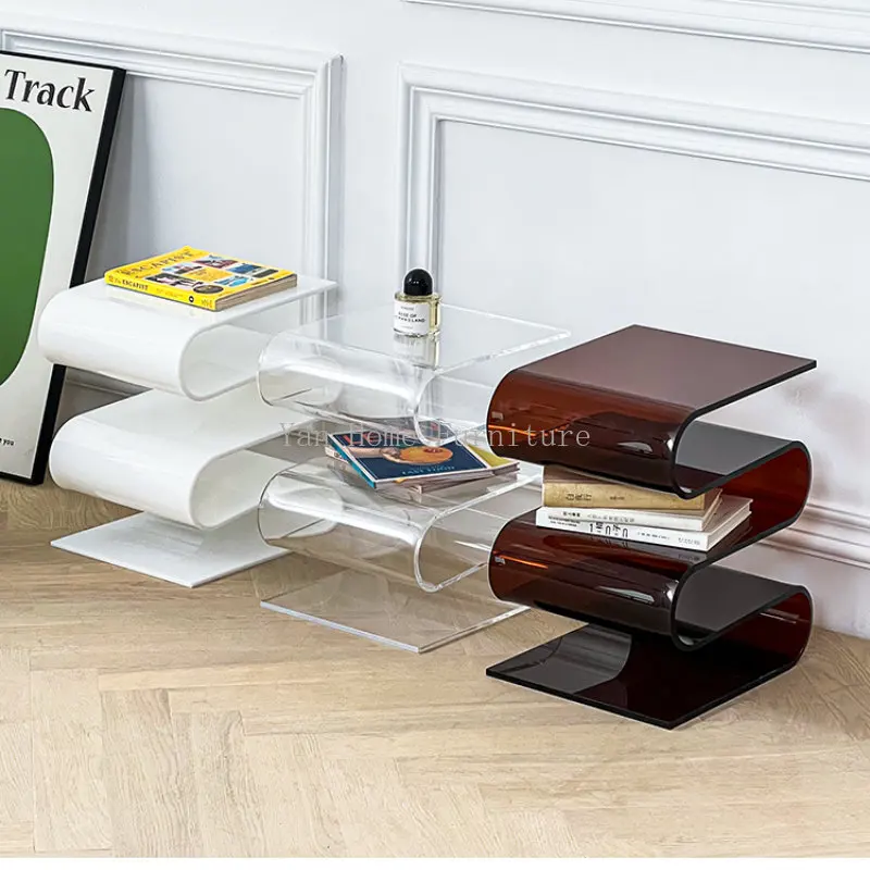 Osobnosť 3 vrstvy vlnového časopisu Transparentné akrylové knižnice Minimalistické malé stolné podlahové kníhka Dekorácie Home Domov