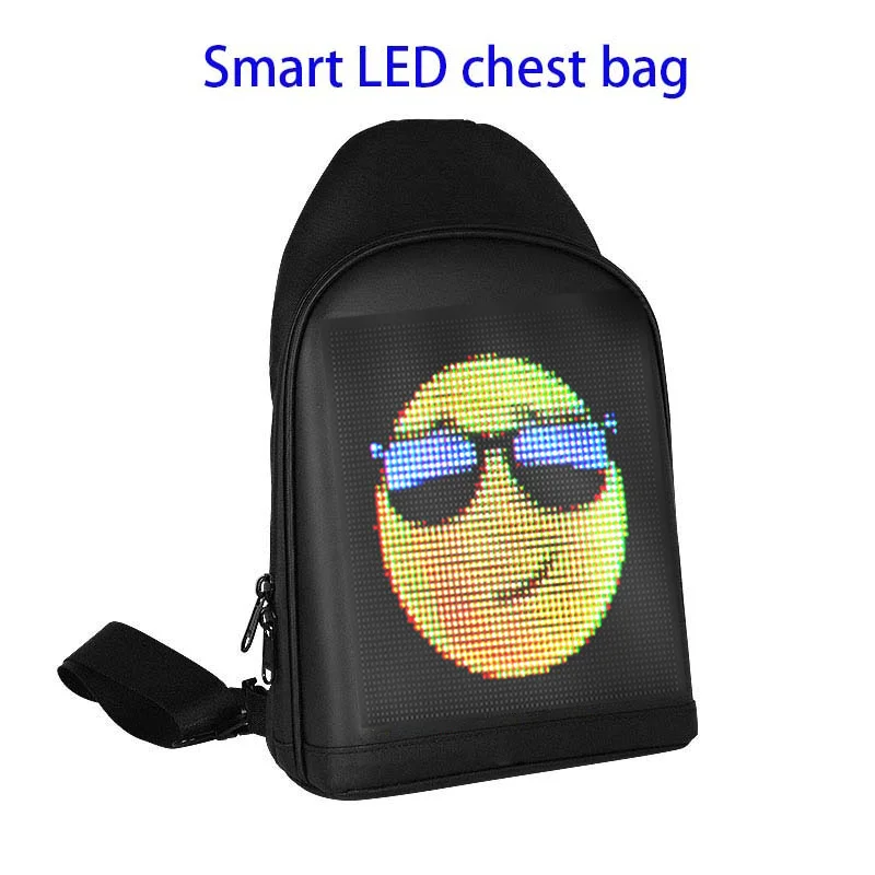Osobnosť inteligentná LED hrudník vianočný vianočný darček LED obrazovky Dynamic Sling Bag Vodotesný ovládanie aplikácie Reklama Crossbody Bag