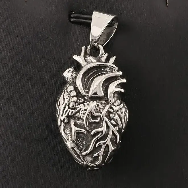 Osobnosť Punk Kvalita 18k Zlaté titánové oceľové anatomické srdce Prívesok Náhrdelník pre mužov Kreatívne šperky