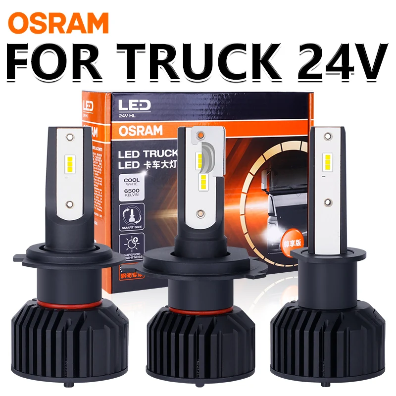OSRAM Nový LED nákladný automobil HL H7 H4 H1 24V 45W 90W Svetlé svetlomet s nákladným autom 6500k Super Bright Hi/Lo Beam Svietiteľ Cool biele svetlá s bielym automobilom