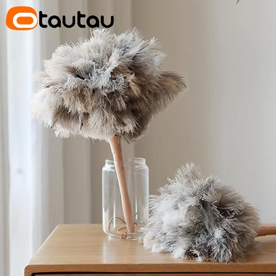 Otautau 100% skutočné pštrosové perie Duster Wood Ruck Ruck Domácnosť Domáca kefka Čistiaci dom Čistiace náradie DZ004