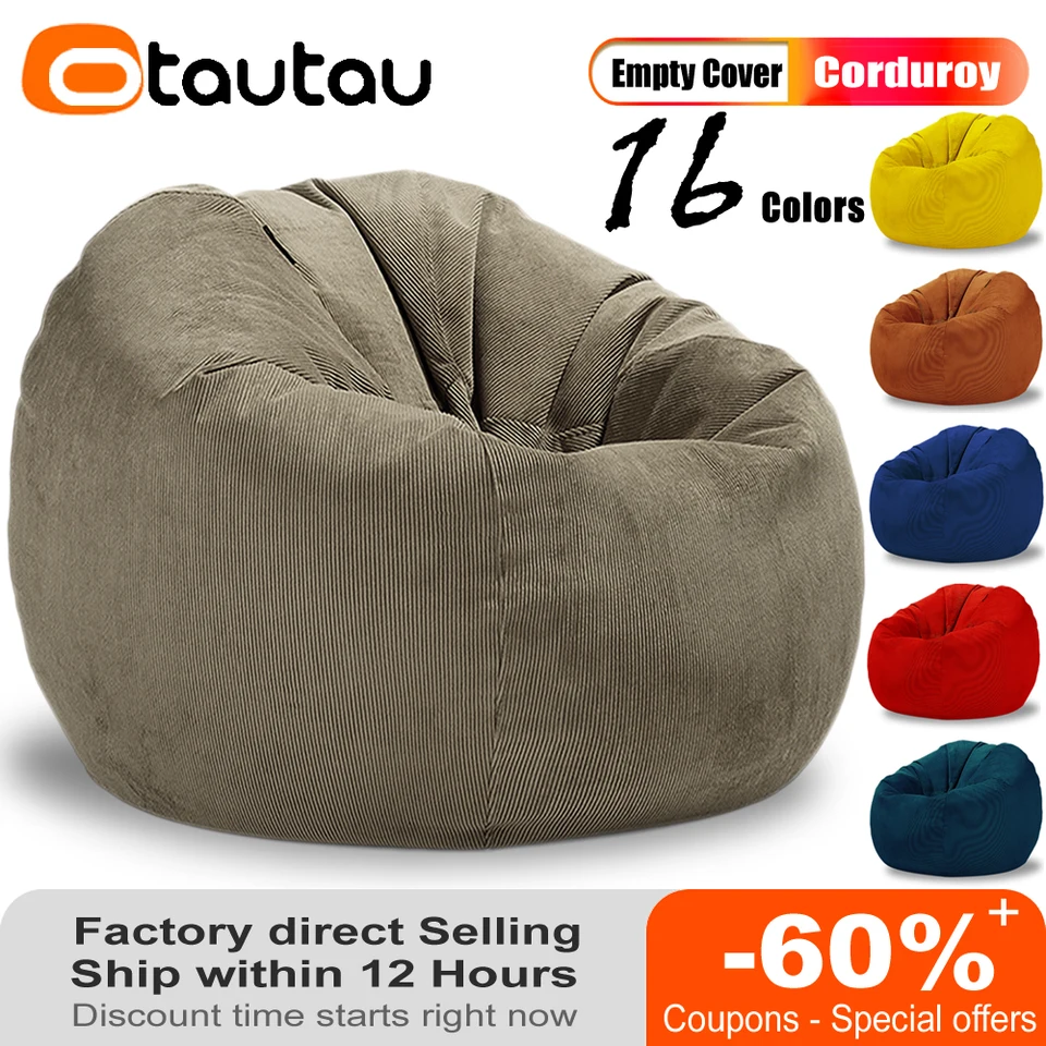 Otautau dospelých detí Corduroy Bean Cover bez výplň Beanbag Pouf stolička Puff Salon Corner Seat Game film SAC DD005