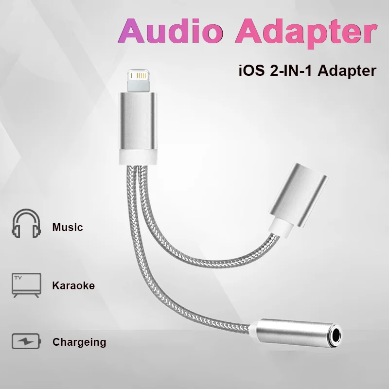 OTG 2 v 1 iOS až 3,5 mm adaptér pre slúchadlá iOS iOS Rýchle nabíjací adaptér pre iPhone 14 13 12 11 8 Pro Max x xr SE iPad