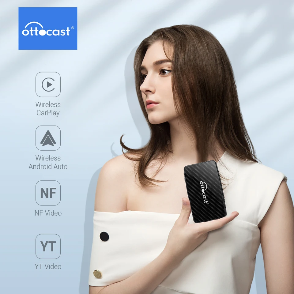 Ottocast Wireless CarPlay Android Auto Play2Video Pro All-in-One Adaptér vstavaný Video App Prehrávanie adaptéra automobilov