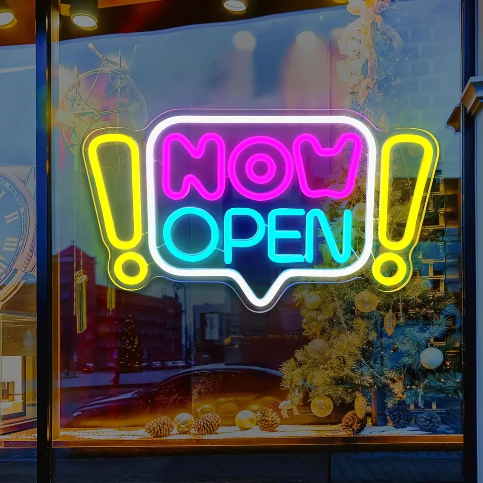Otvorená neónová značka, teraz otvorte neónové svetlo pre obchodné okno Open Open Open Sign for Business Window Bar Salon Coffee Restaurant