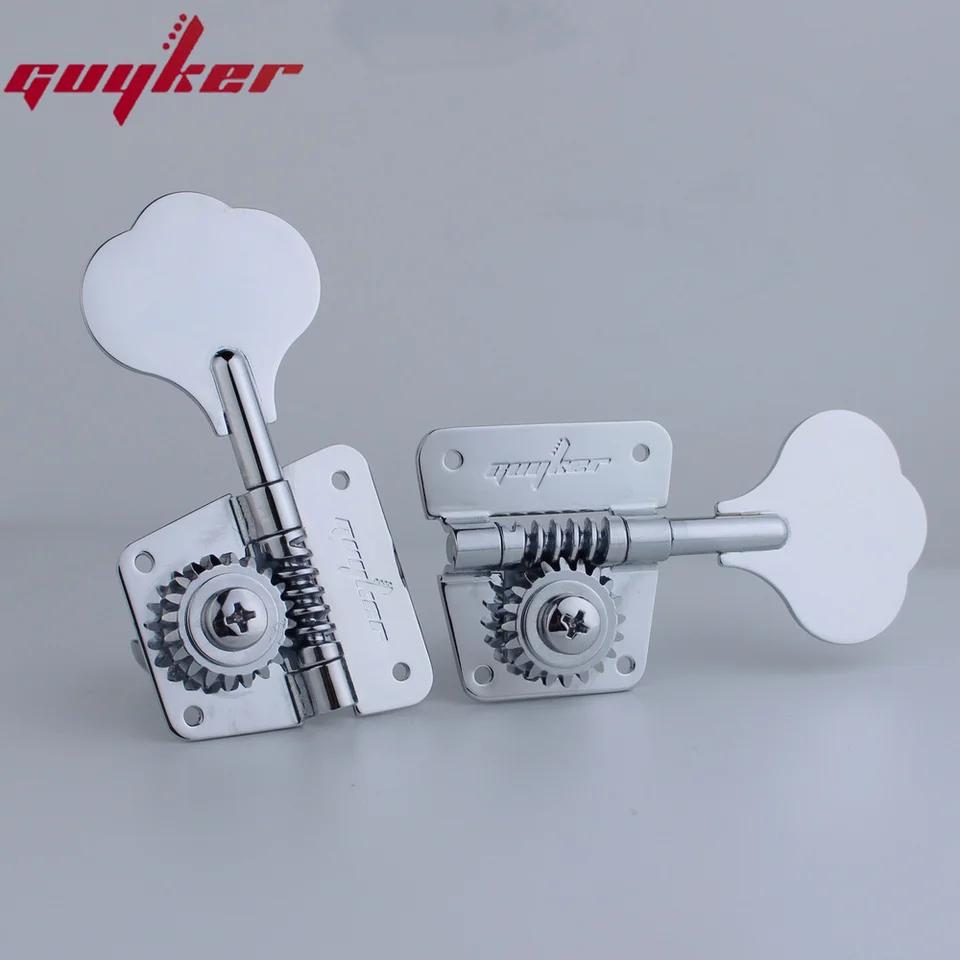 Otvorený rámec Elektrický basový stroj tunery tunery Guyker Tuning Peg Gear pomer 1:20 Chrome Silver pre basy