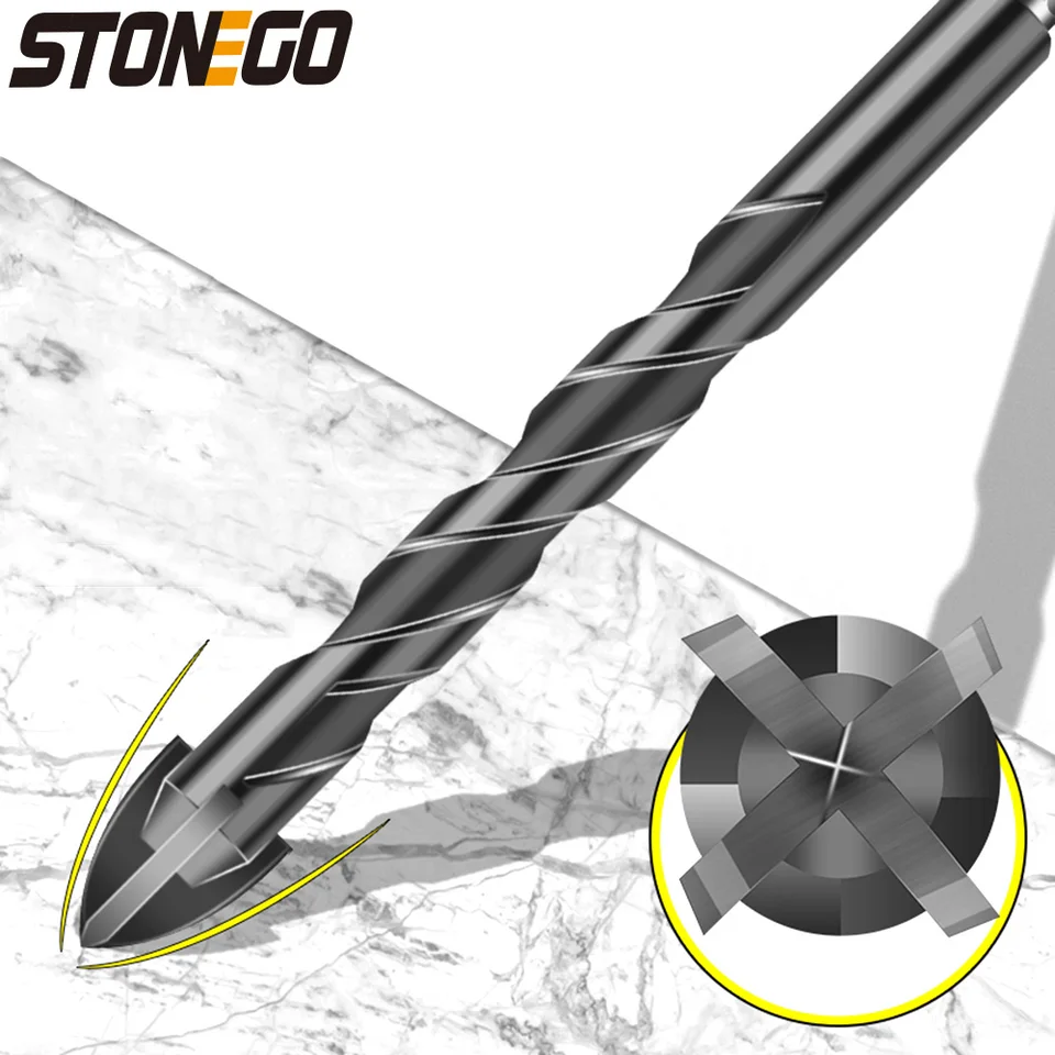 Otvárač otvoru otvoru dlaždíc StoneGo Hex Cross Hex Bits Vhodný pre drevené sklo Porcelánové dlaždice Veľkosť betónu 3/4/5/6/8/10/11/12 mm