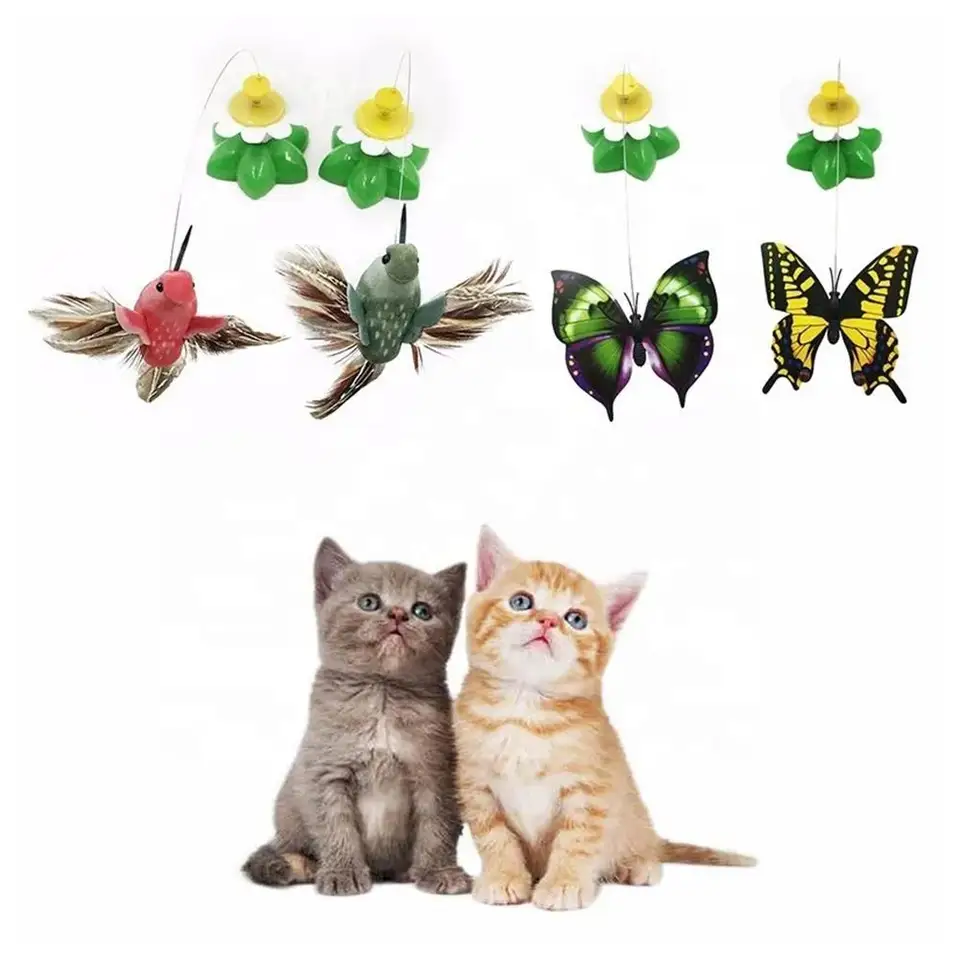Otáčanie elektrického motýľa, kolibrík a včely Pet to Hračky kvety okolo mačiek Motýle nové domáce zvieratá a otáčanie x5s6