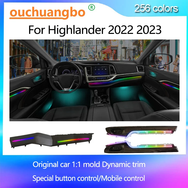 Ouchuangbo LED LED LED LED LED AILDOM pre RGB Highlander Kluger 2022 2023 Atmosféra lampa Magic Environmental Interior Kit 256
