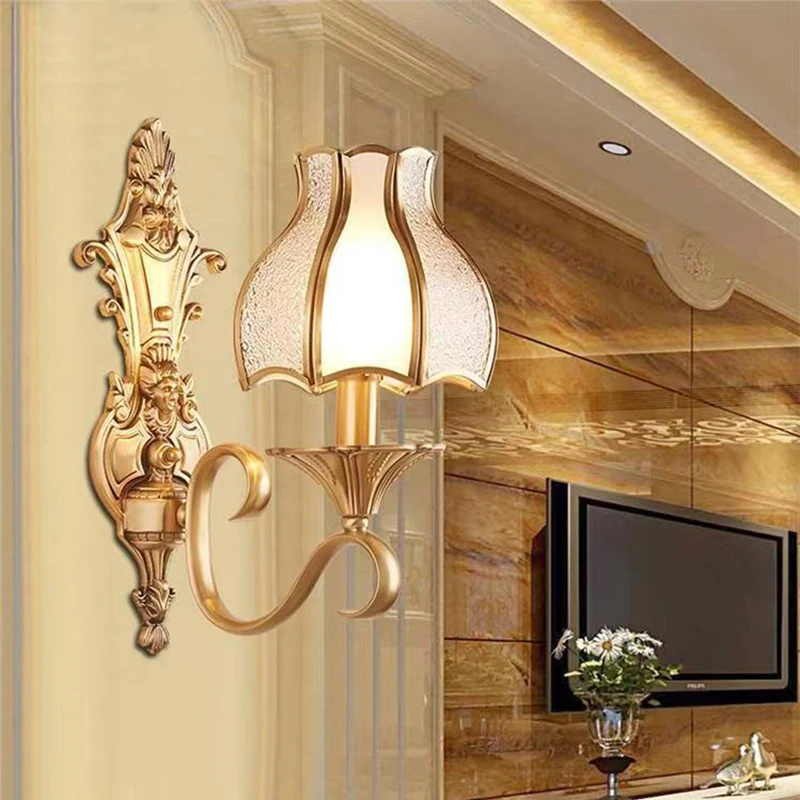 Oufulla americká mosadzná nástenná lampa vnútorná obývacia izba spálňa lôžko lokalita retro villa hotel koridor chodbe chodba na stenu lampa lampa