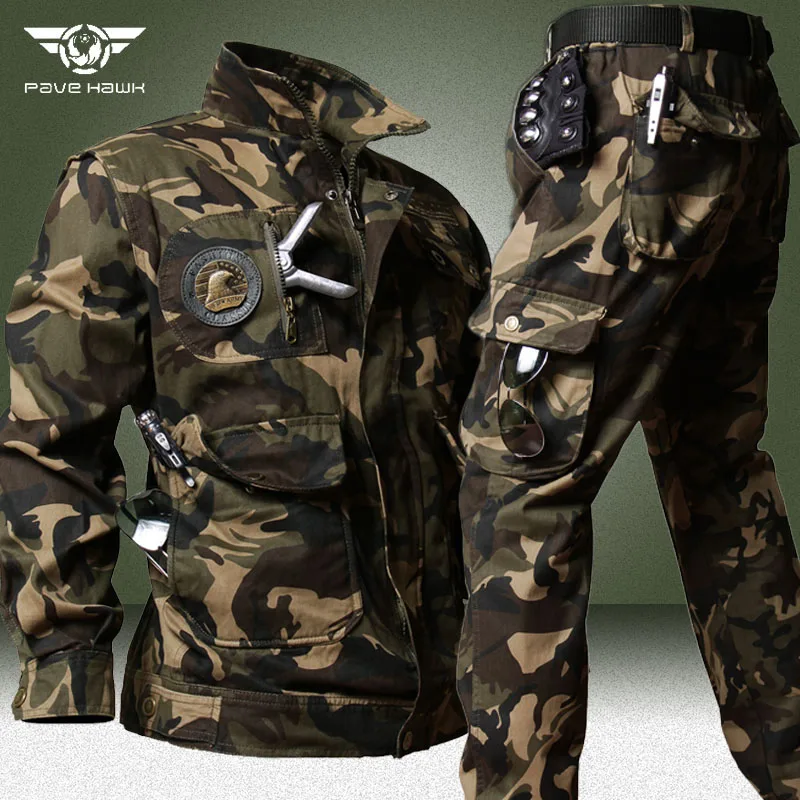 Outdoor camo sety muži, ktorí nosia nosné bundy odolné