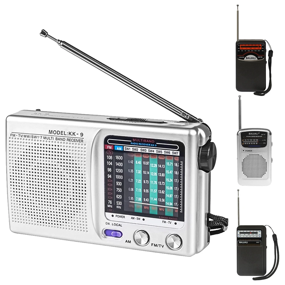 Outdoor Radio SW/AM/FM Stereo Digital Radio Battery Prevádzkovaná Teleskopická anténa Full Band Radio Radio prijímač s reproduktorom 3,5 mm Jack