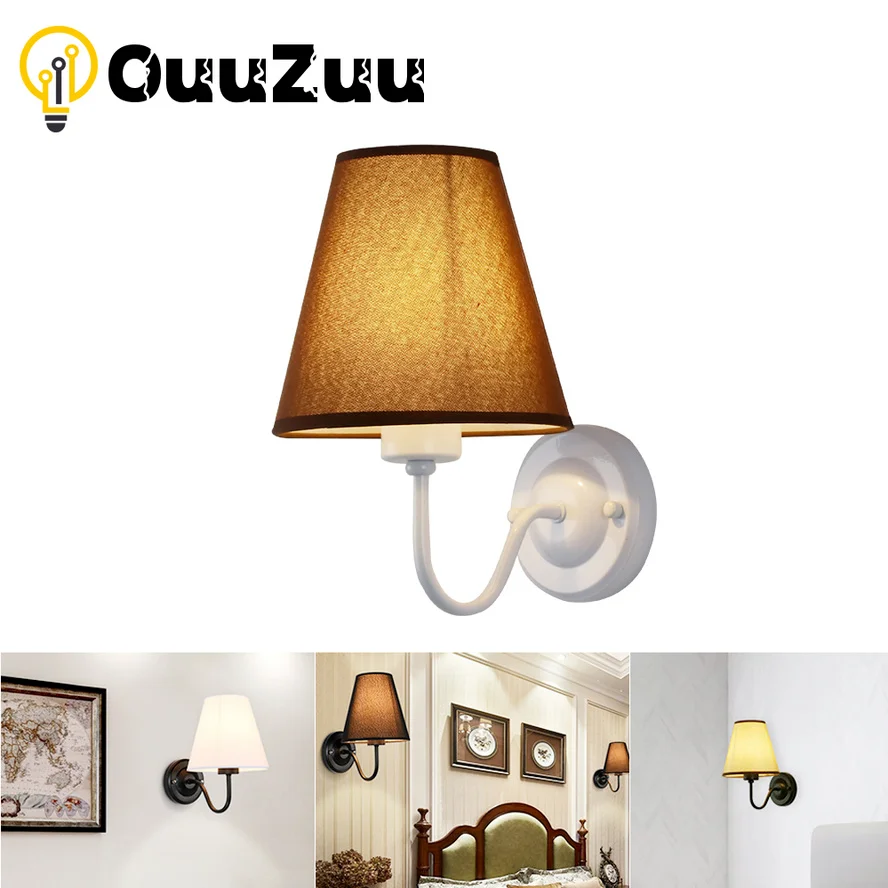 Ouuzuu E27 Moderná nástenná lampa plátno plátno Nástenné lampy Foyer vedľa lampy nástenné svetlá pre domáce osvetlenie obývacia izba Hotel reštaurácia