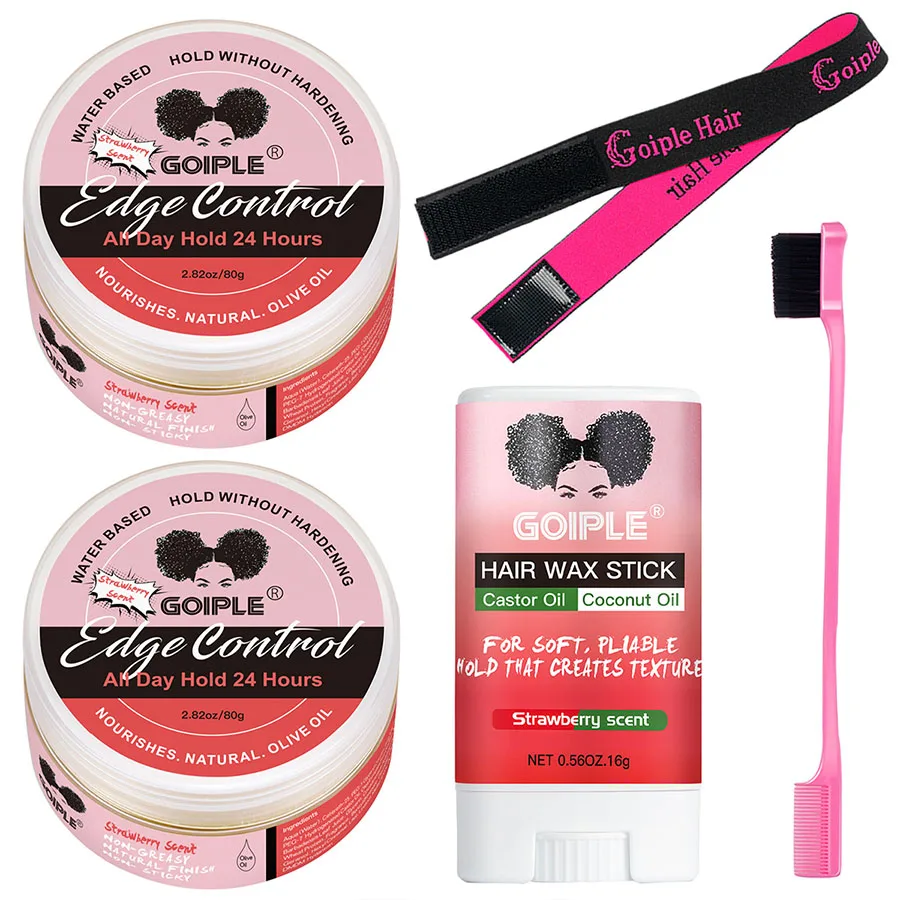 Ovládanie okrajov pre čierne ženy Prírodný gél Hair Gel Africa Edge Pomade Hairstyles Cream and Hair Wax Stick Kit s kefovým pásom