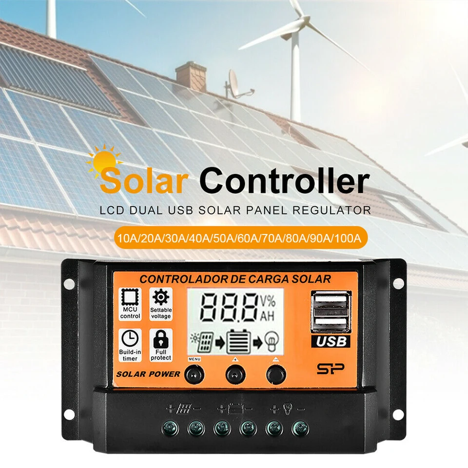 Ovládač solárneho náboja MPPT 10A 30A 50A 100A solárny ovládač solárny panel regulátor batérie Dual USB 5V LCD displej