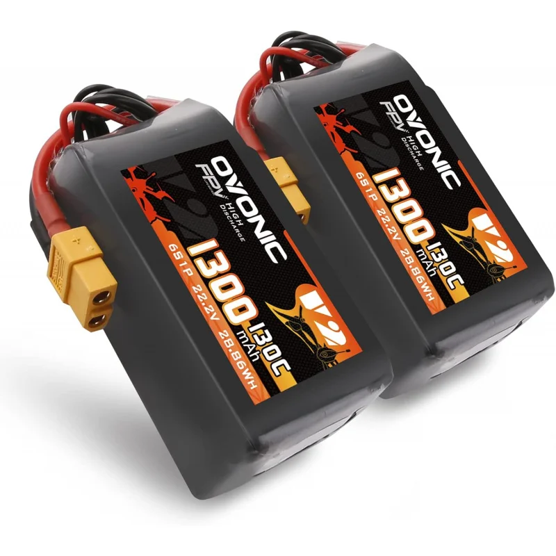 Ovonic 130c 6s 1300 mAh lipo batéria 22,2V balenie s X60 zástrčkou pre preteky FPV （2ks）