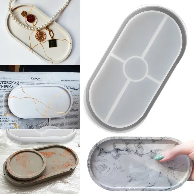 Oválny podnos cement Silikónové formy DIY Flower Pot Betre Better Fold Aphtray Coaster Crystal Fold