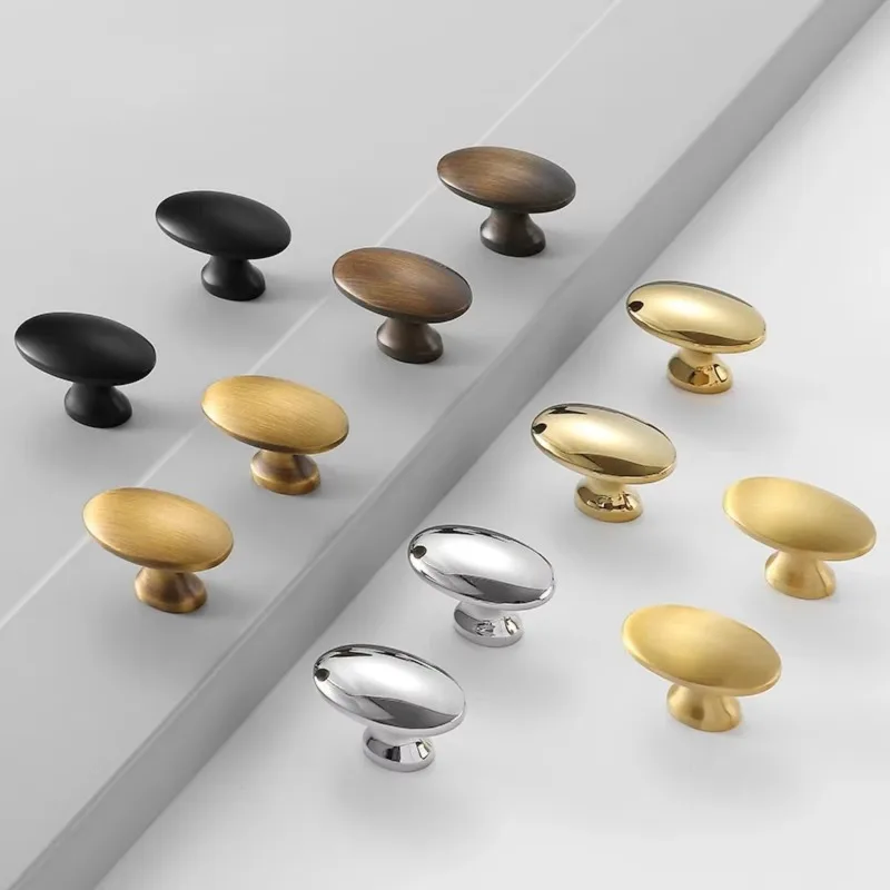 Oválny tvar Spevný mosadzný nábytok Knobs Vstup Lux Knoby a rukoväte pre vintage zásuvky Viac možností farebnej skrinky