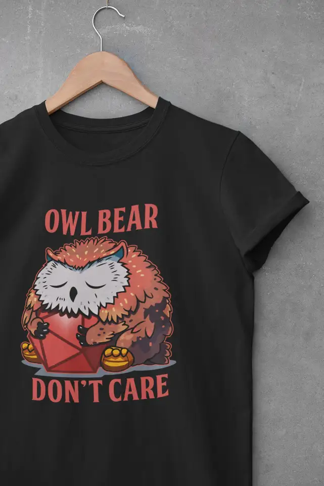 Owl Bear sa nestará o tričko dnd druid roleplaying rpg