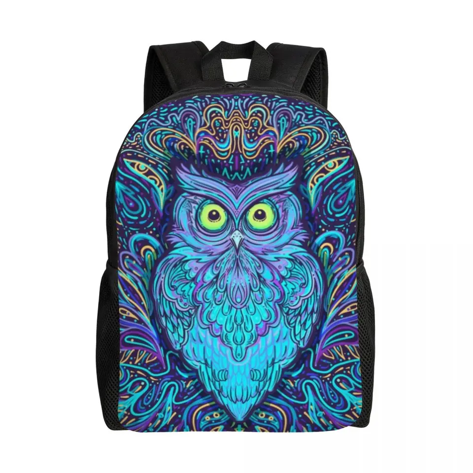 Owl mandala batohy pre mužov Wom Witerproof School College Animal Bag Tlač knižiek