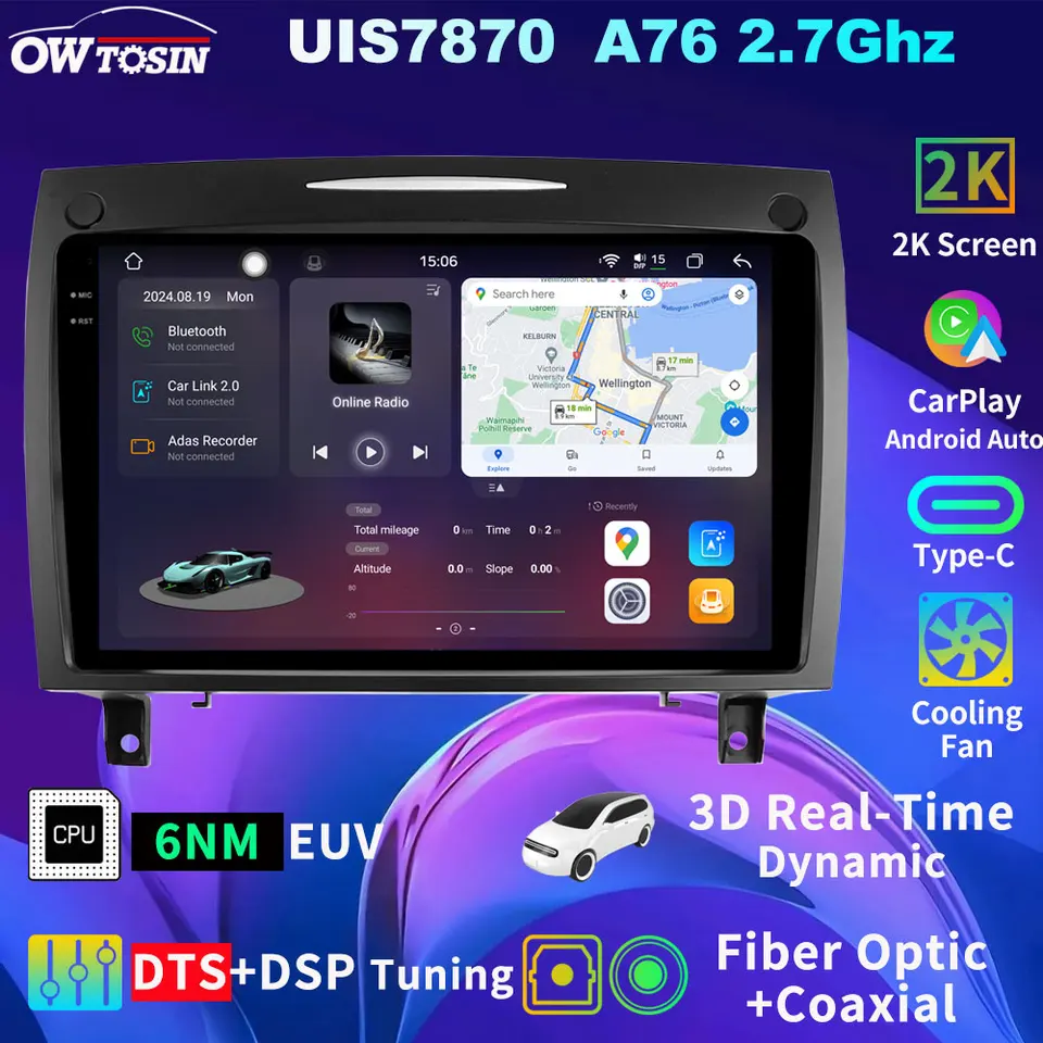 Owtosin 7870 2K obrazovka 12g+256g Android 13 Radio hlava CAR GPS pre Mercedes Benz SLK Class R171 W171 Bluetooth CarPlay Auto