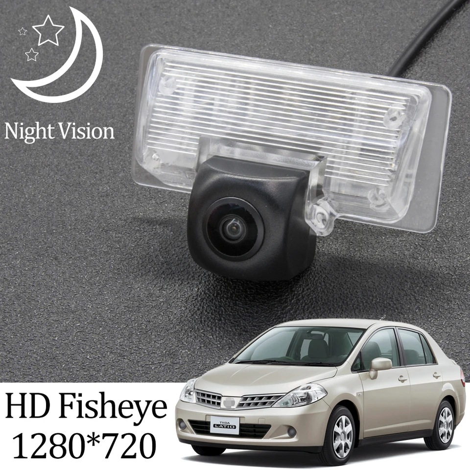 Owtosin HD 1280*720 Fisheye Zadná kamera pre kameru pre Nissan Tiida/Versa Sedan C11 2004 2005 2006 2007 2008 2009 2009 2011 2011 2011