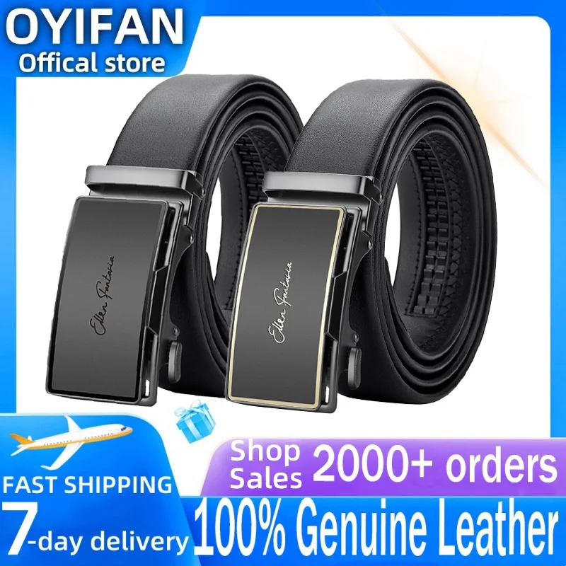 Oyifan Formálny pás pre mužov, automatická zliatina, Ratchet Belt, 100% pravá koža, rýchla preprava