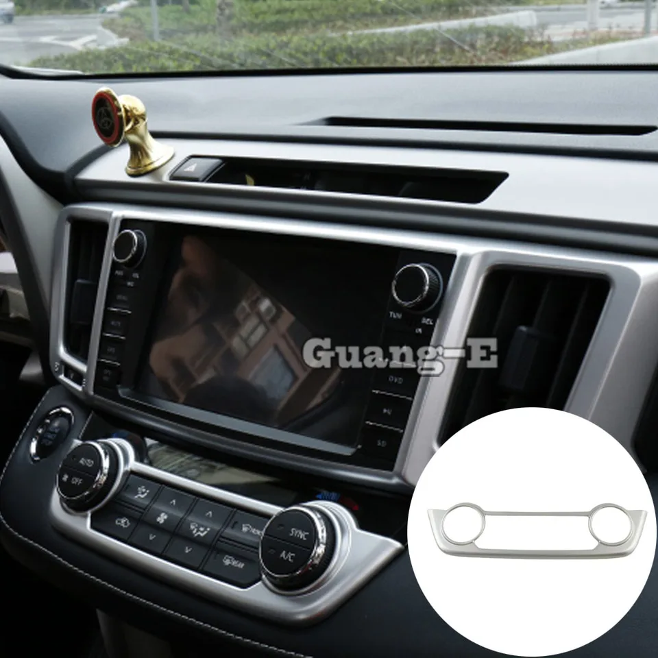 Ozdobenie automobilu Vnútorné orezanie ABS Silver Middle Air Condition Switch Outlet Venge Panel 1kcs pre Toyota Rav4 2014 2015 2016 2017 2017 2018