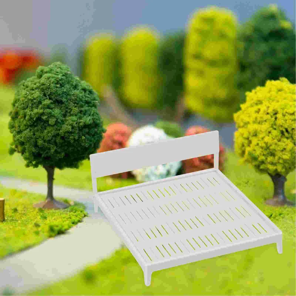 Ozdobte mini posteľ model detským detským hračkám Abs Miniatúrny bábikový nábytok rozkošný